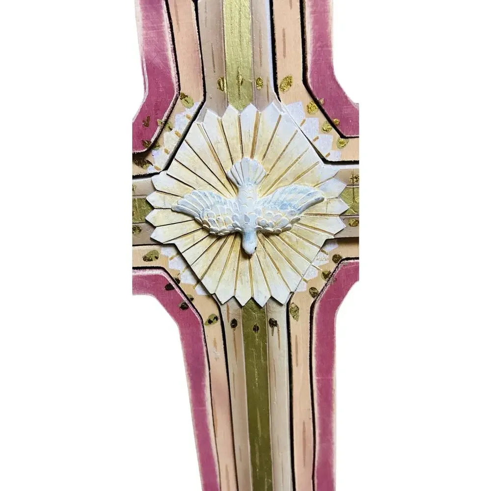 3 Pc Christian Religious Cross Heavenly Holy Spirit Dove Starburst 3 Colors Wood